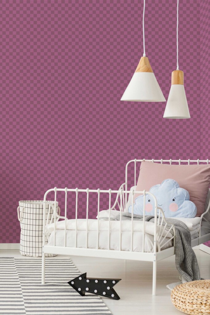 Fancy Walls Burgundy and Purple Checkered self-adhesive wallpaper