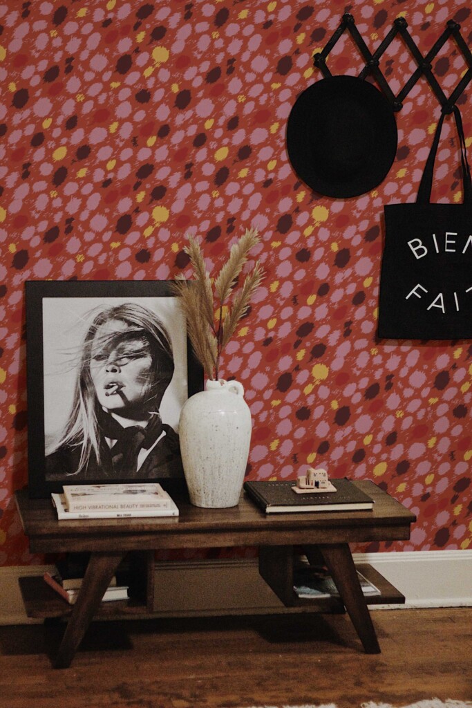Fancy Walls Burgundy Spot Print Vibrant Burgundy removable wallpaper