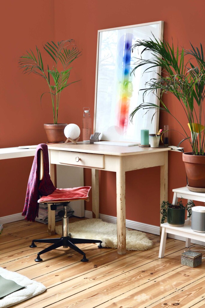 Fancy Walls removable wallpaper in solid burnt orange