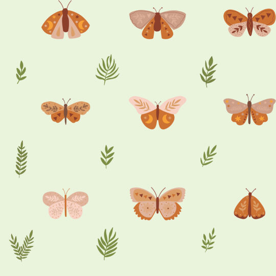 butterflies green traditional wallpaper
