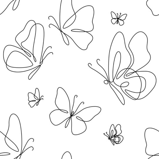 butterfly black and white traditional wallpaper