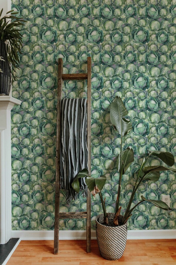 Fancy Walls peel and stick wallpaper with Cabbage Charm
