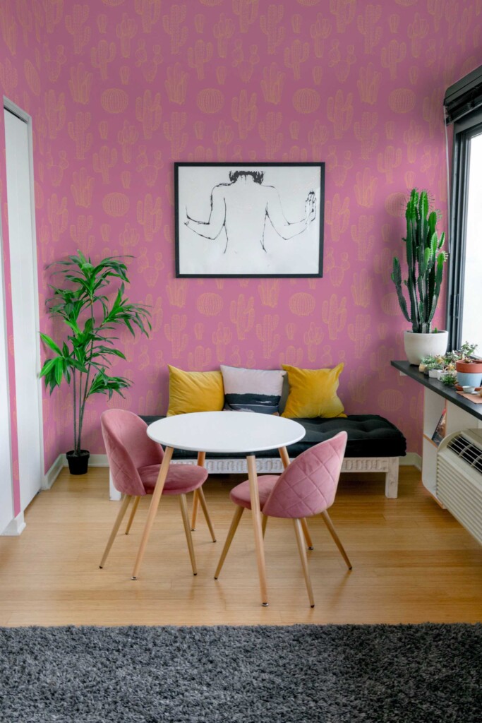 Fancy Walls pink cactus peel and stick wallpaper