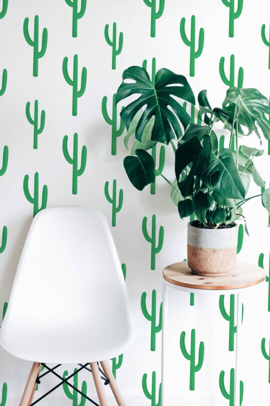 Saguaro cactus peel and stick removable wallpaper
