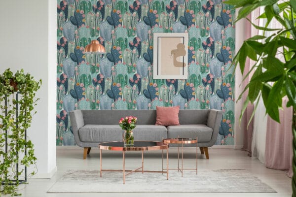 pastel cactus self-adhesive wallpaper