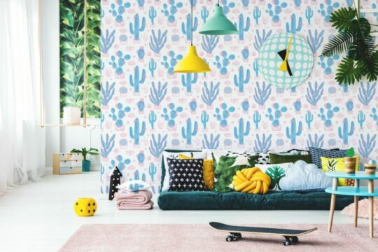 Cute cactus peel and stick wallpaper