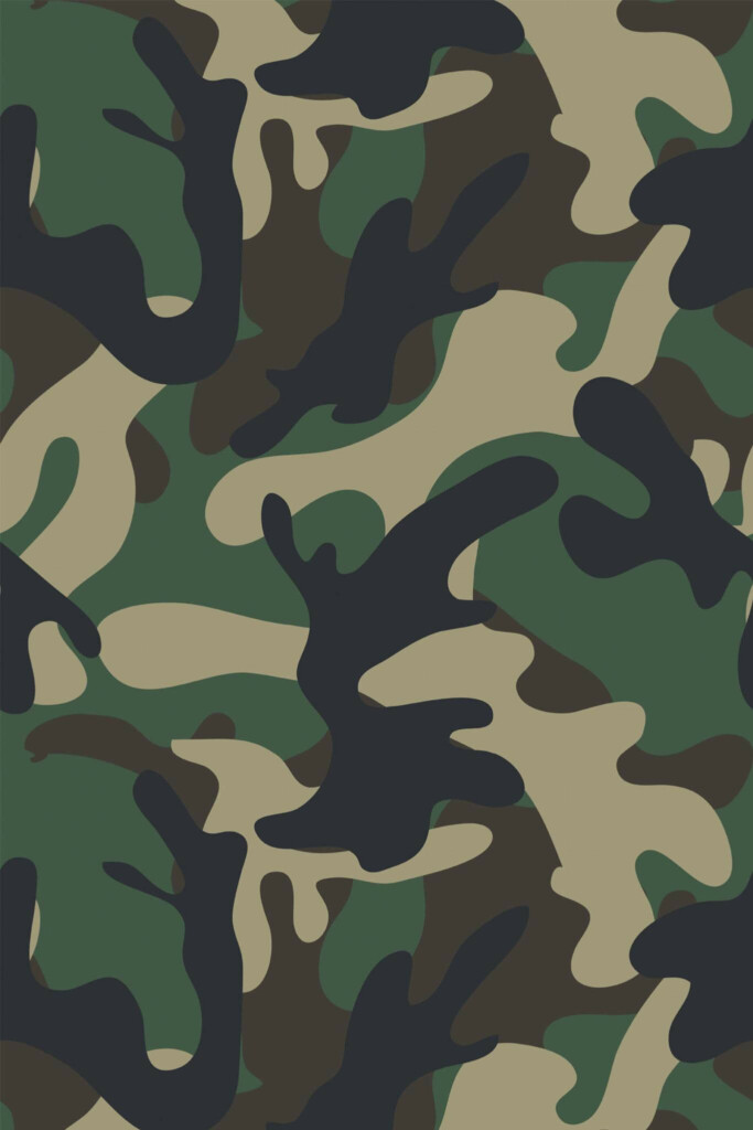 Pattern repeat of Camouflage removable wallpaper design