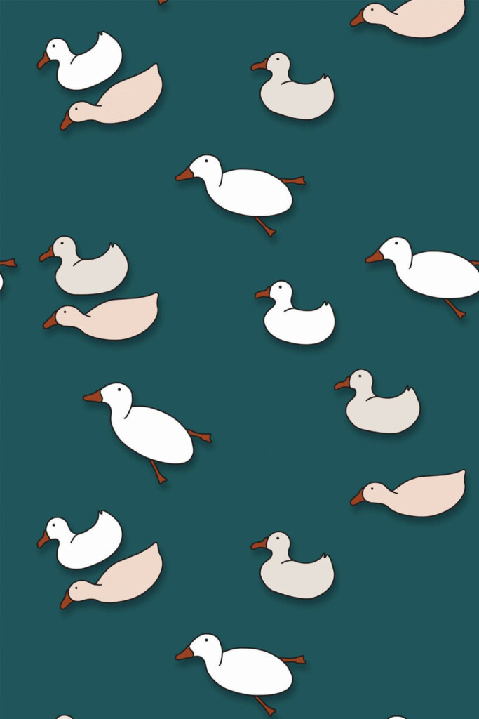 Pattern repeat of Cartoon duck removable wallpaper design