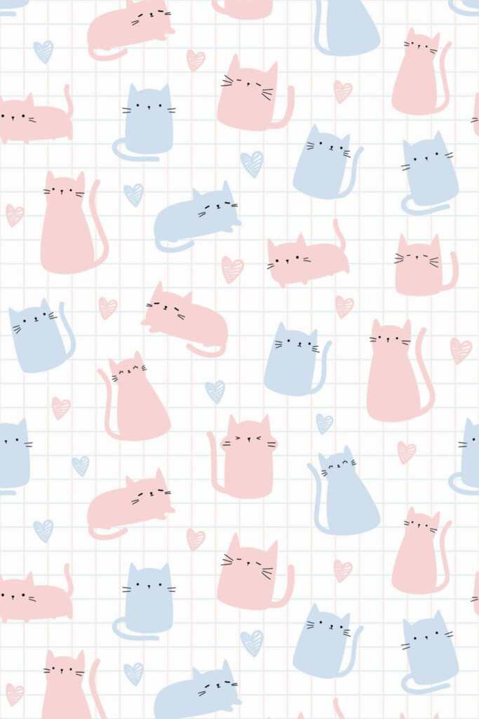 Pattern repeat of Cat notebook removable wallpaper design