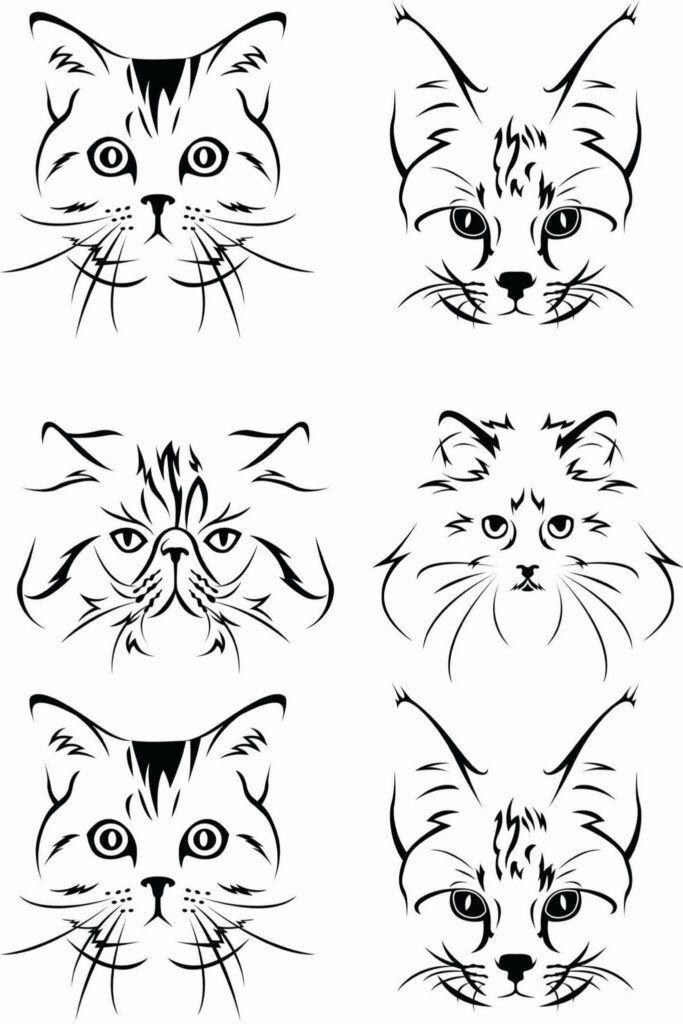 Pattern repeat of Cat removable wallpaper design