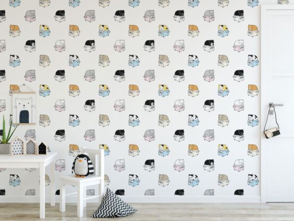 Colorful cats nursery self adhesive wallpaper