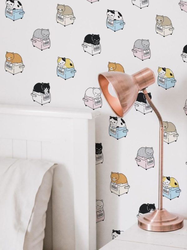 Colorful cats nursery temporary wallpaper