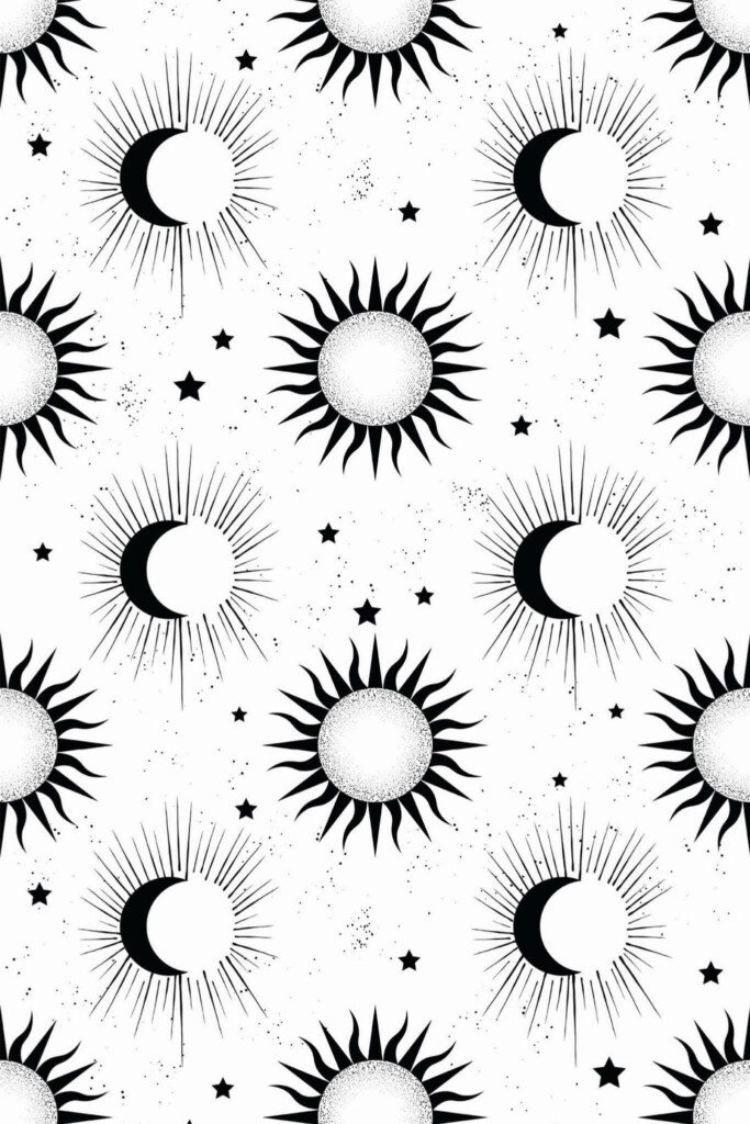 Pattern repeat of Celestial removable wallpaper design