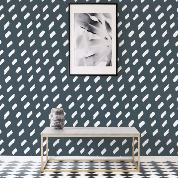 charcoal and white diagonal non-pasted wallpaper