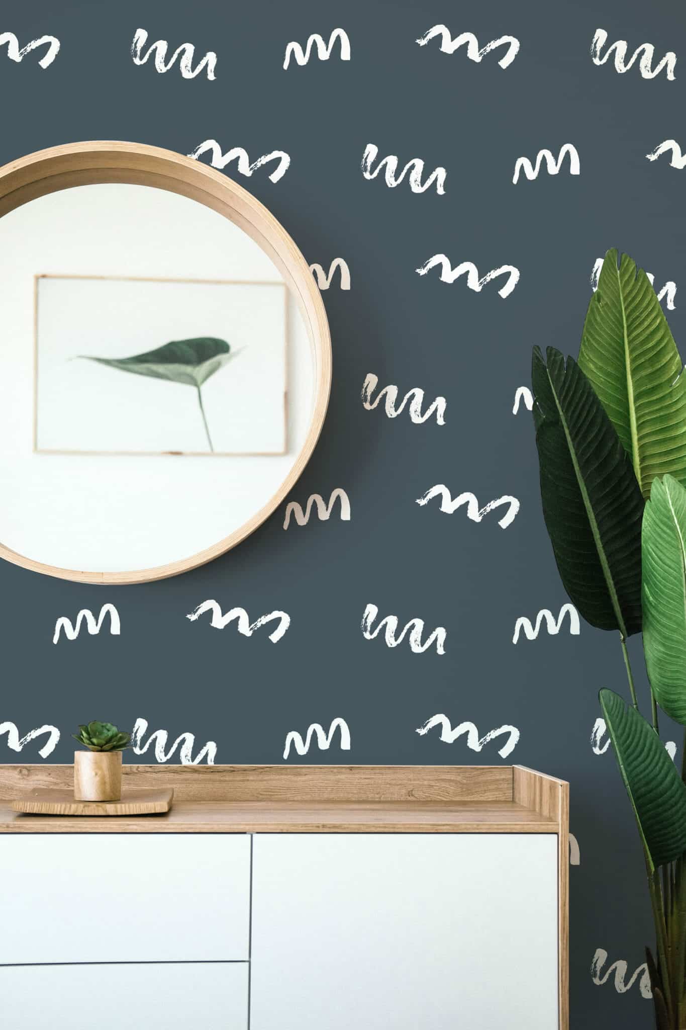 Squiggly line pattern wallpaper | Fancy Walls