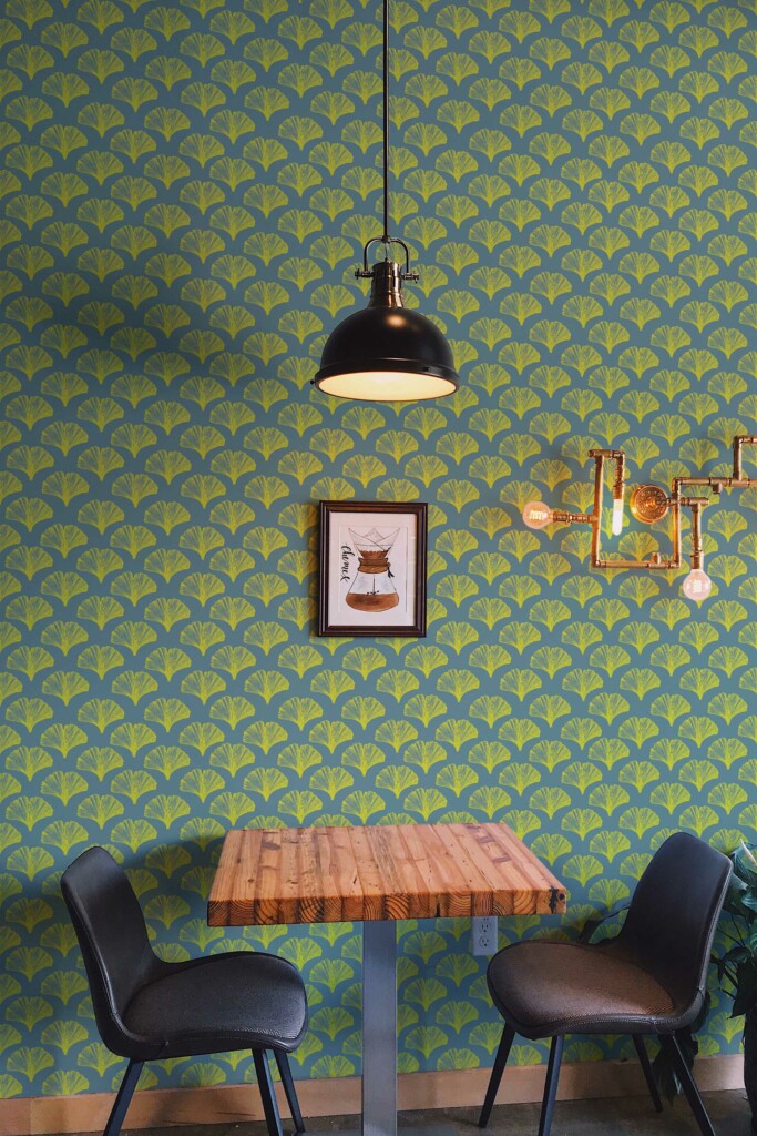 Chartreuse ginco leaves green self-adhesive wallpaper by Fancy Walls