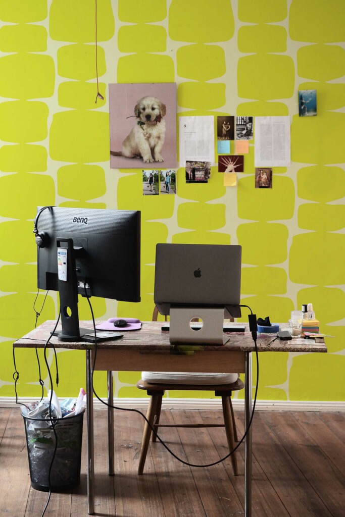 Removable wallpaper in Chartreuse retro design by Fancy Walls