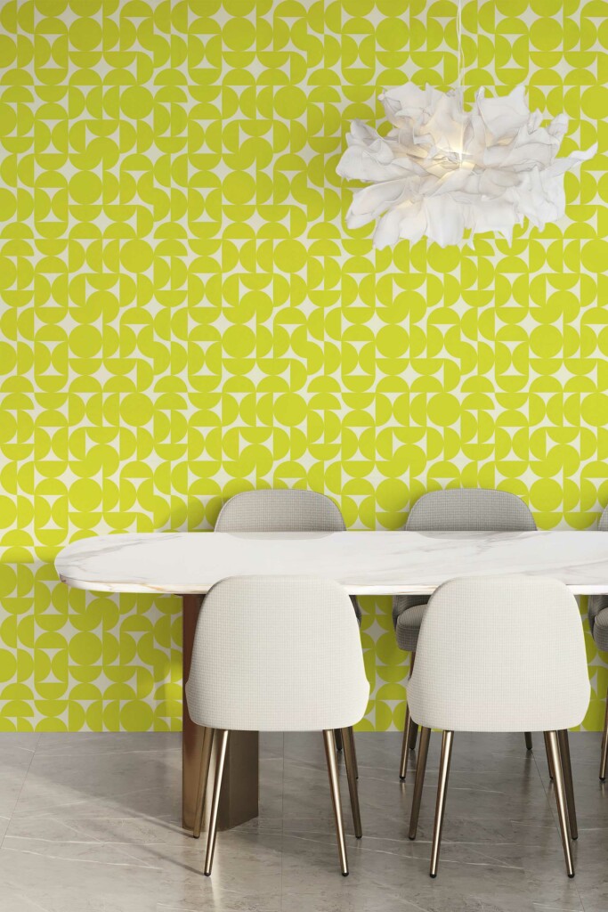 Removable wallpaper in Chartreuse semicircles design by Fancy Walls