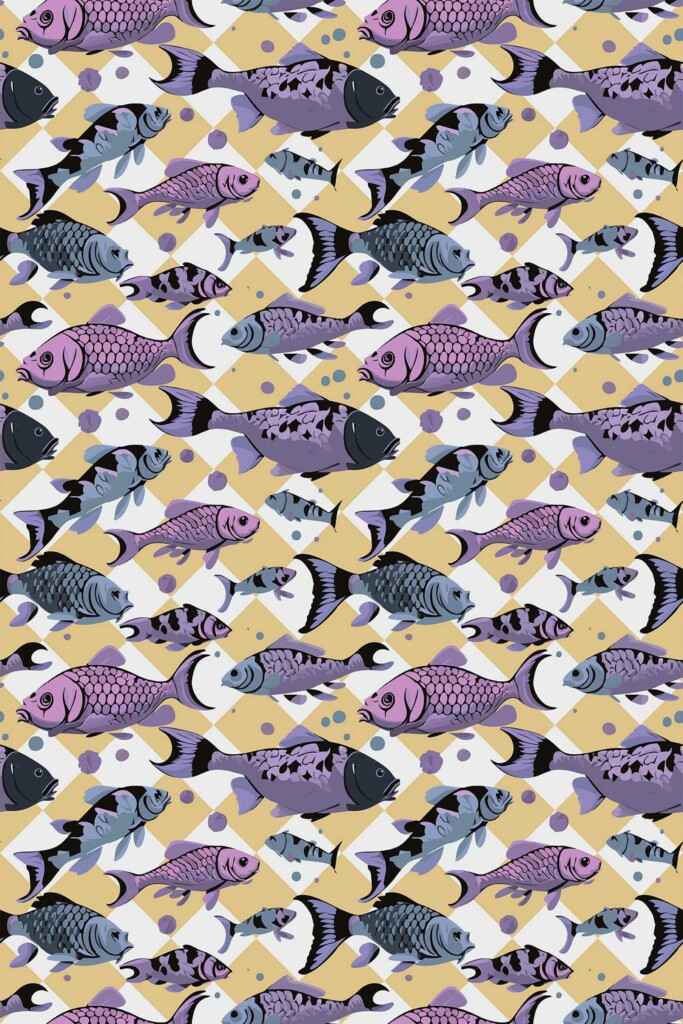 Koi Blitz design in peel and stick wallpaper by Fancy Walls
