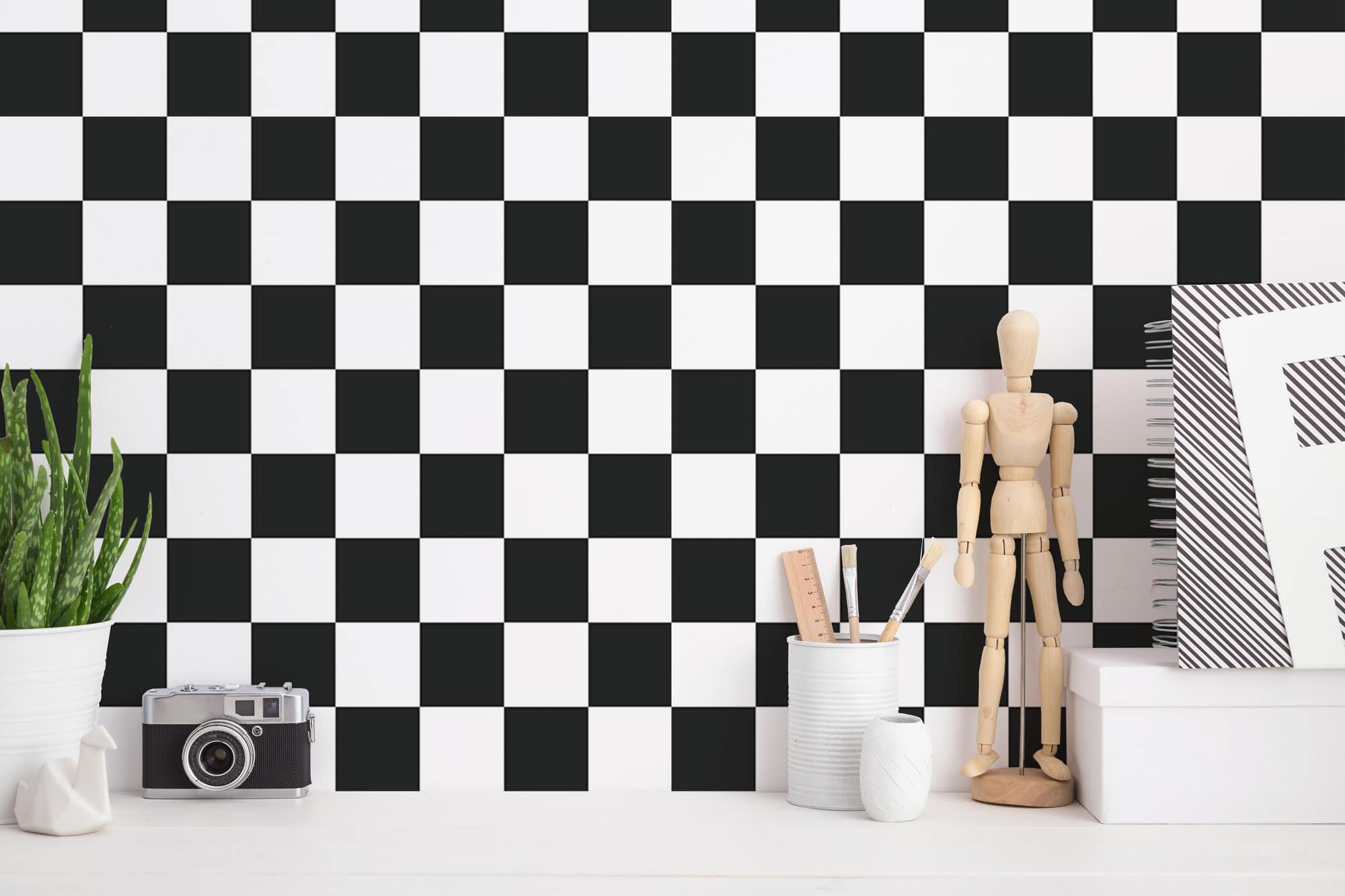 contemporary checkered non-pasted wallpaper