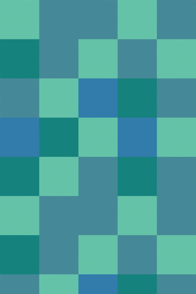 Pattern repeat of Checkered Turquoise removable wallpaper design
