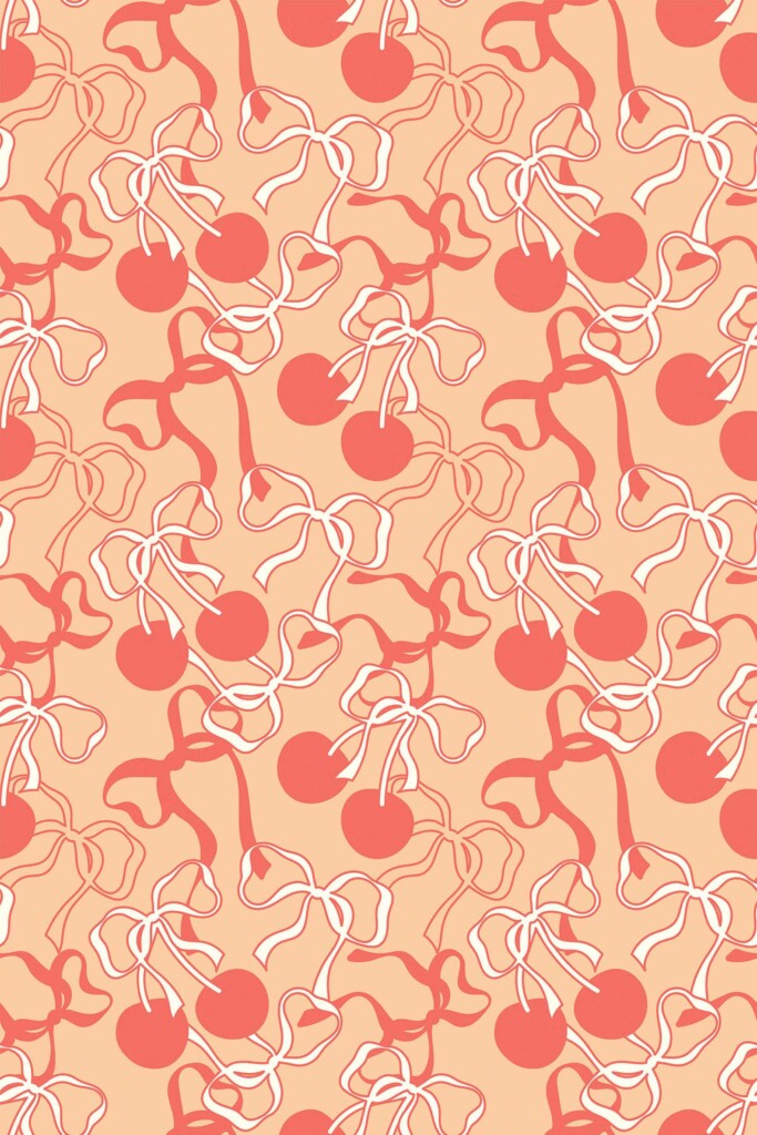 Removable wallpaper with coral and peach cherry design by Fancy Walls