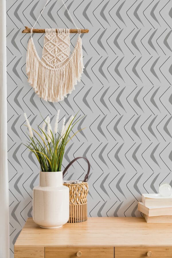 chevron gray traditional wallpaper