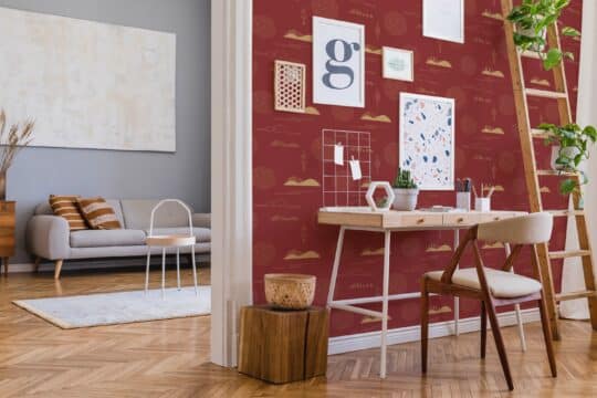 red living room peel and stick removable wallpaper