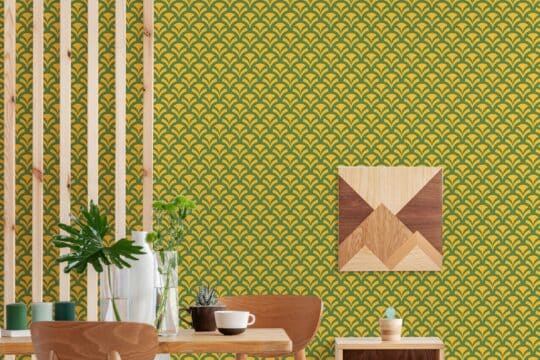green and yellow china unpasted wallpaper