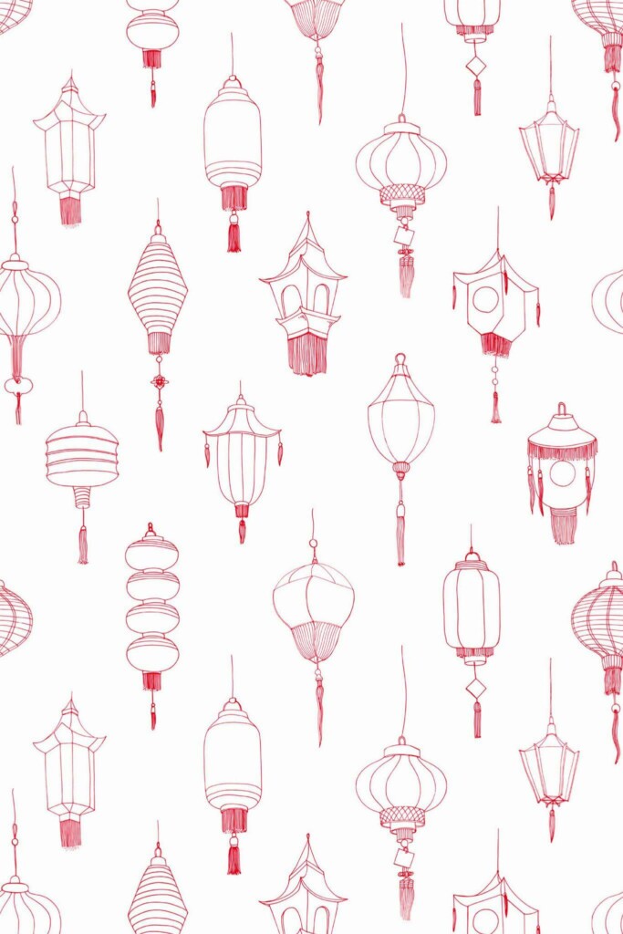 Pattern repeat of Chinese lantern removable wallpaper design