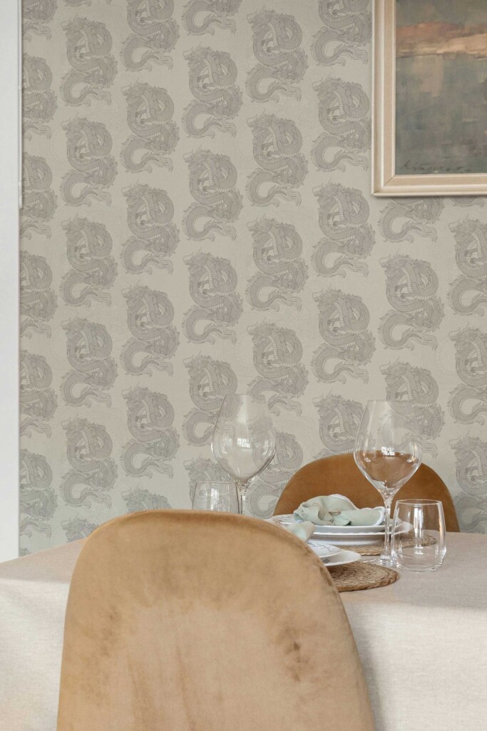 Fancy Walls Beige Animal removable wallpaper with chinoiserie design