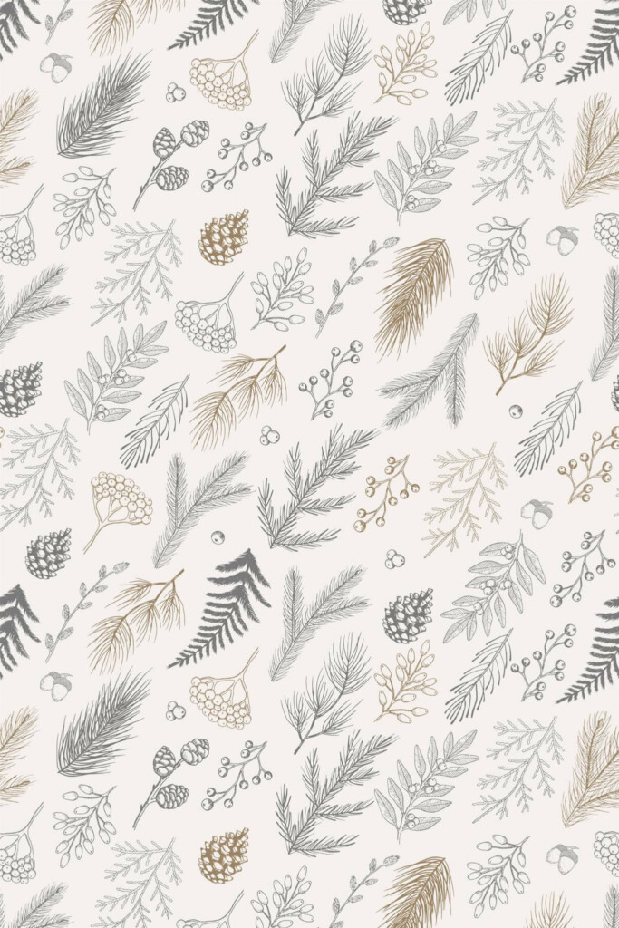 Pattern repeat of Christmas decor removable wallpaper design