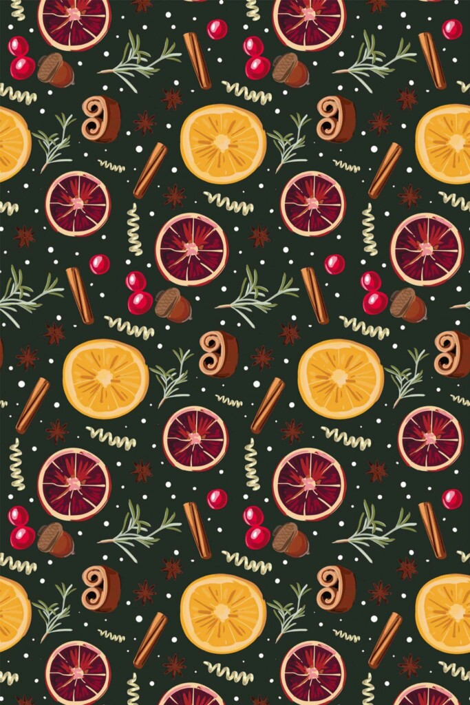 Pattern repeat of Christmas spices removable wallpaper design