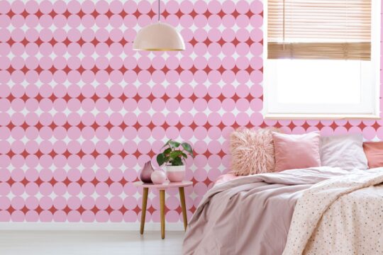 Pink geometric diamond and circle temporary wallpaper