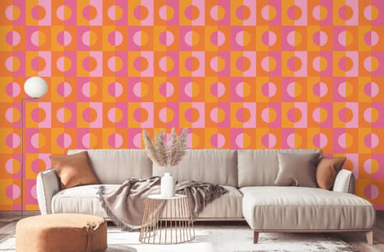 geometric orange traditional wallpaper