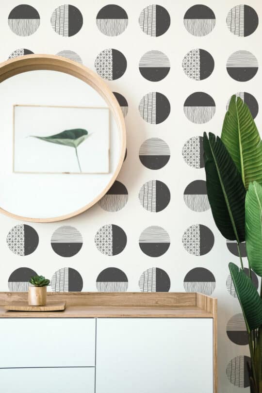 Modern geometric circles peel and stick wallpaper