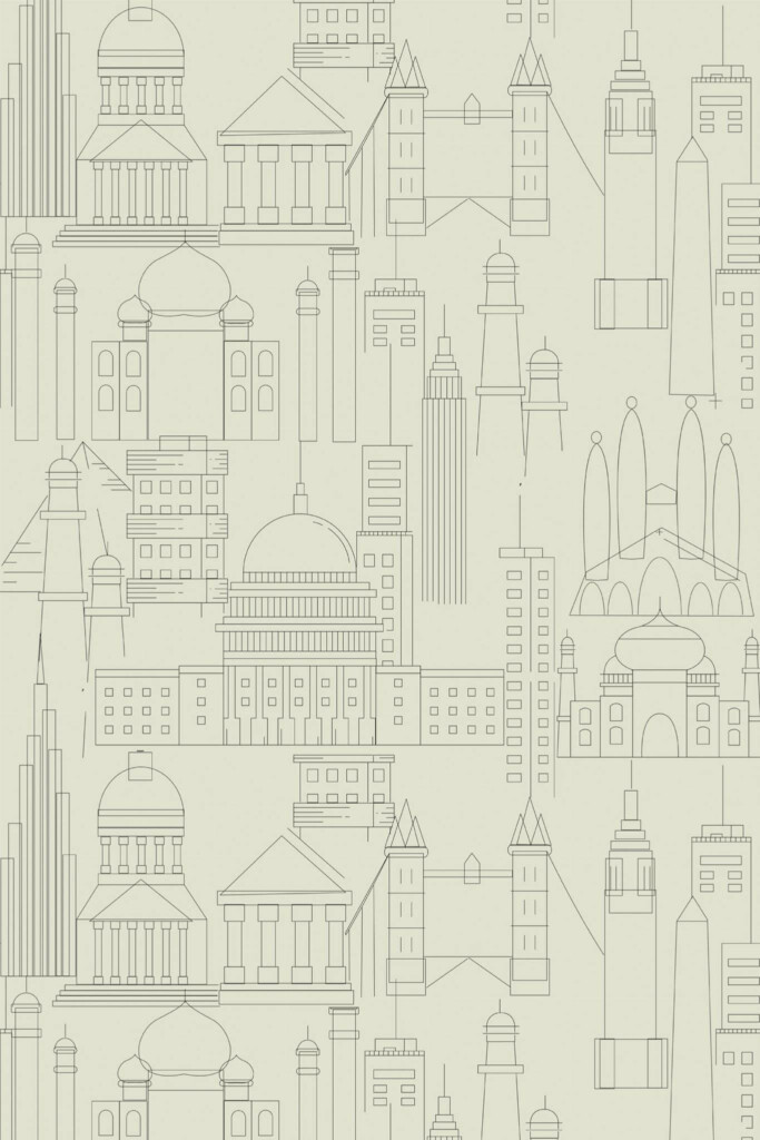 Pattern repeat of City business removable wallpaper design