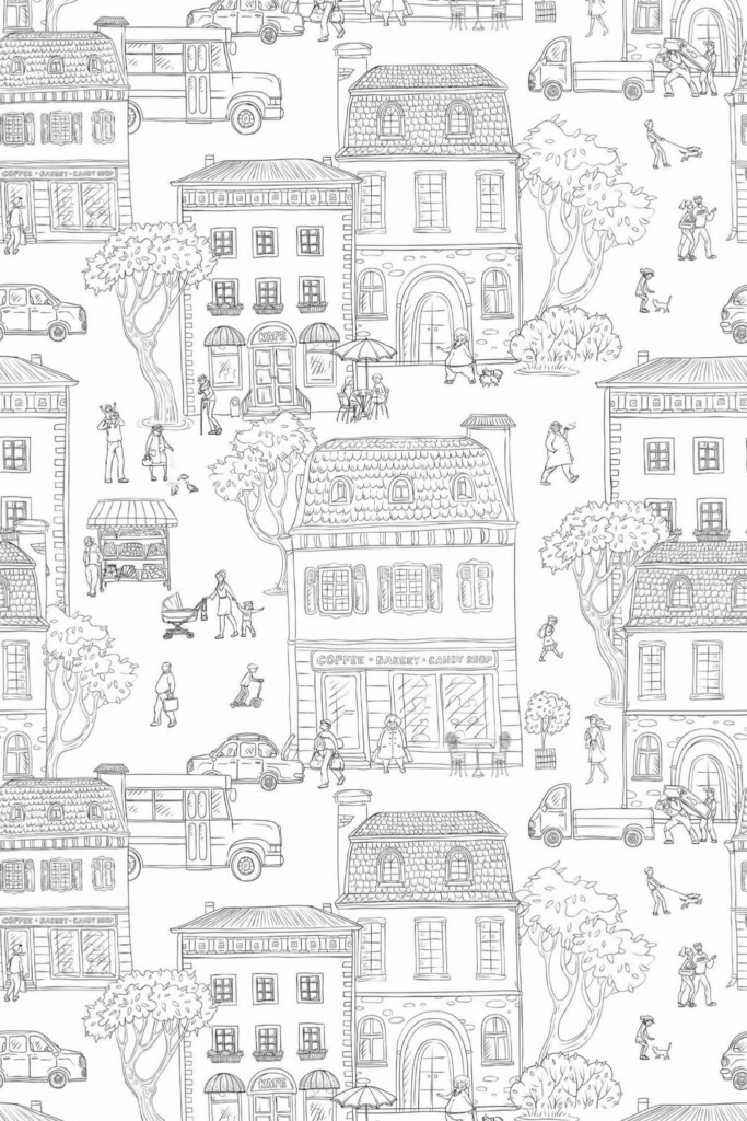 Pattern repeat of City removable wallpaper design