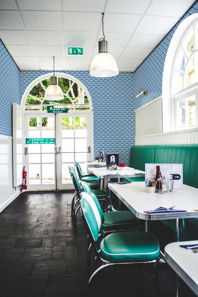 Fancy Walls Blue Geometric removable wallpaper for Chinese restaurant