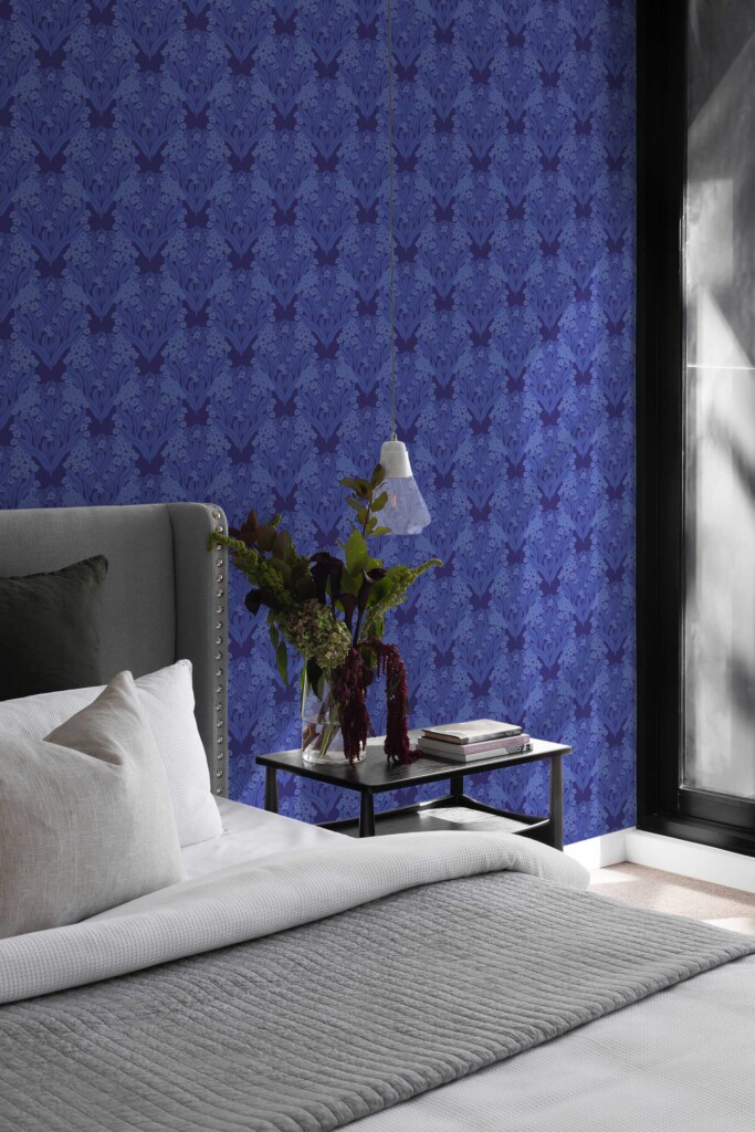 Blue floral wallpaper for walls by Fancy Walls