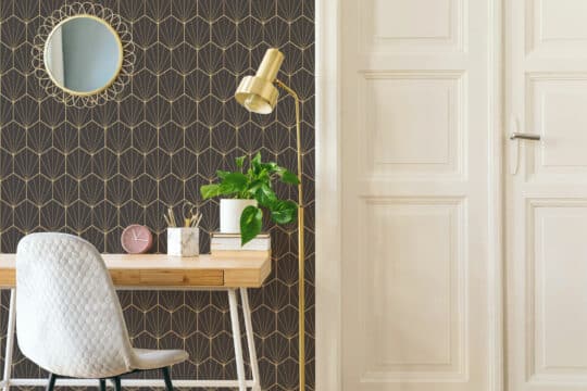 geometric brown and beige traditional wallpaper