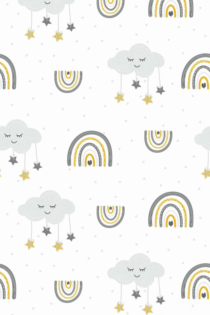 Pattern repeat of Cloud nursery removable wallpaper design