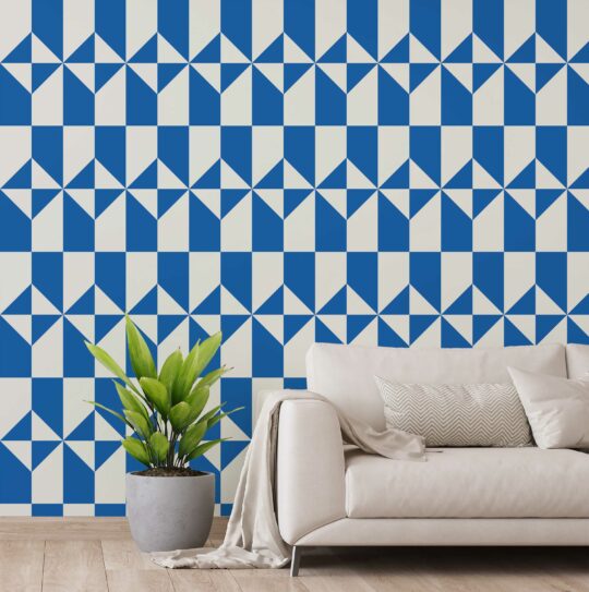 Blue White Symmetry wallpaper for walls by Fancy Walls