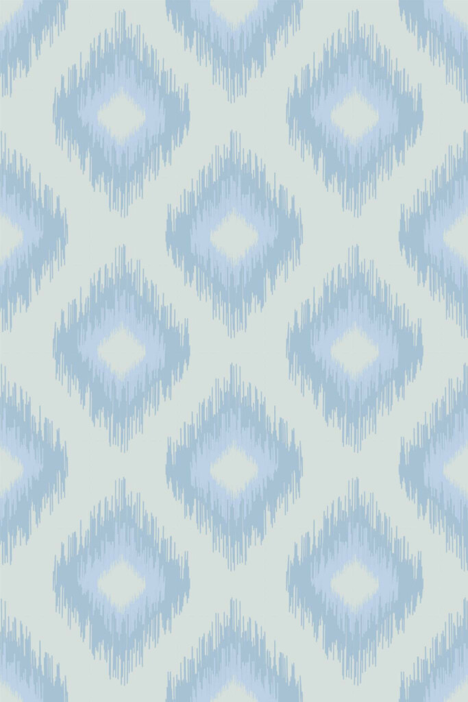 Pattern repeat of Coastal Blue Ikat removable wallpaper design
