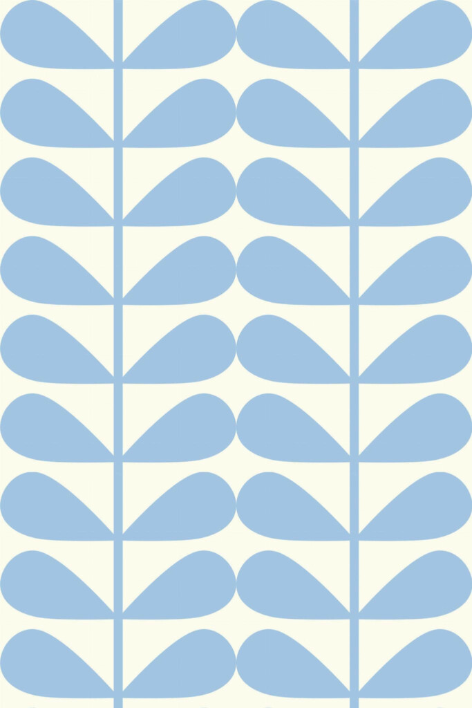 Pattern repeat of Coastal Blue Leaves removable wallpaper design