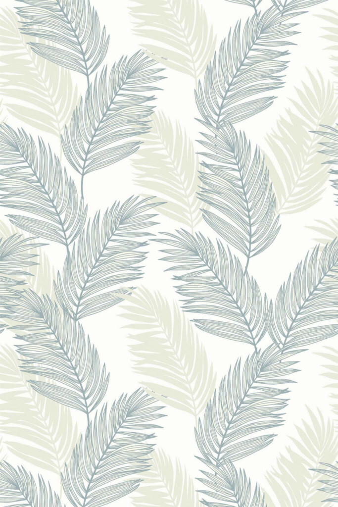 Pattern repeat of Coastal palm leaf removable wallpaper design