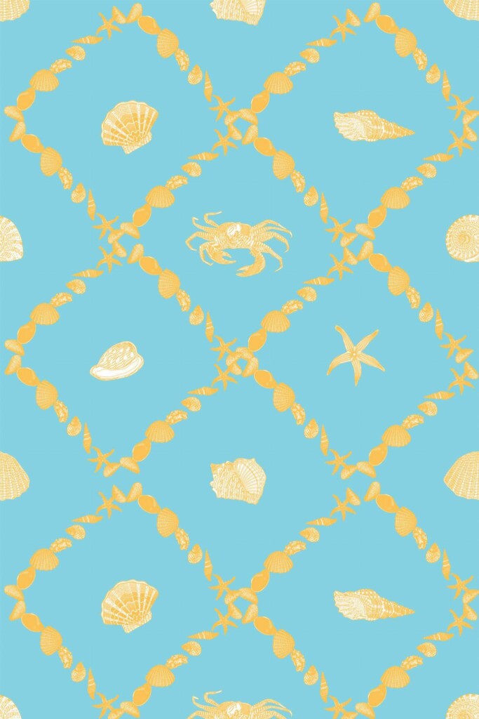Pattern repeat of Coastal pattern removable wallpaper design