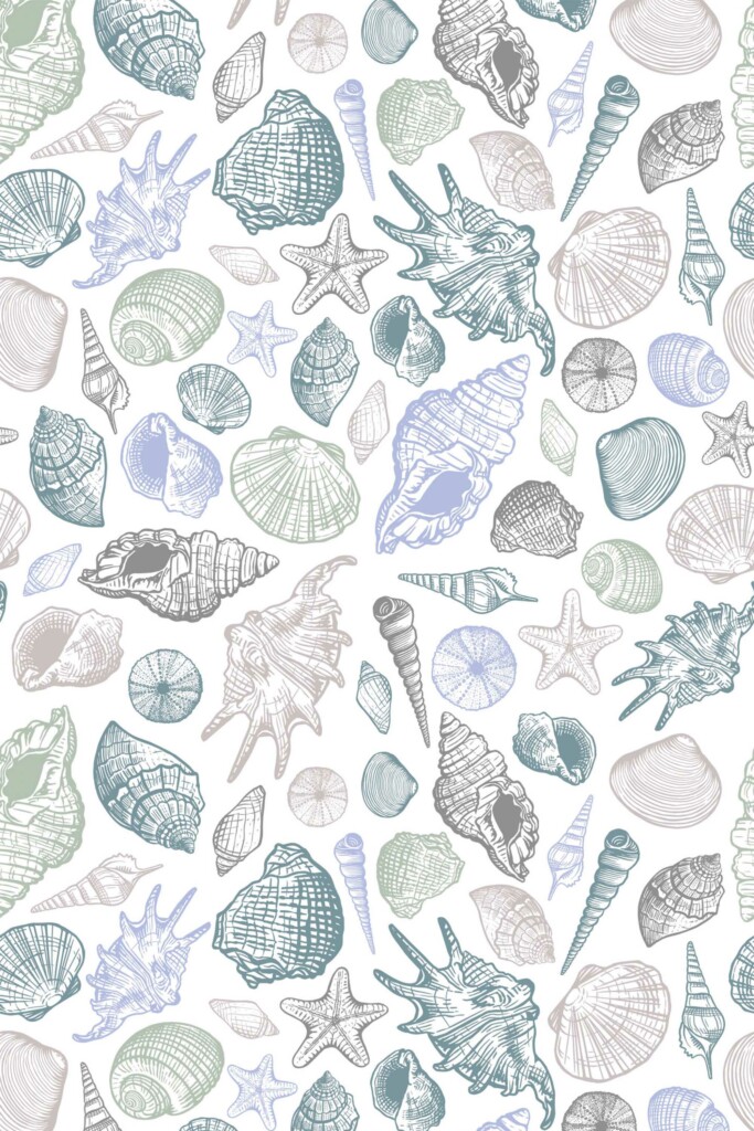 Fancy Walls Coastal Seashells peel and stick wallpaper