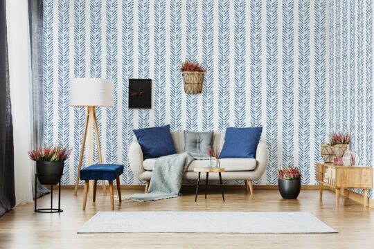 Blue Brushed Herringbone wallpaper for walls from Fancy Walls