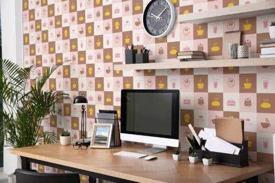 coffee café pink traditional wallpaper